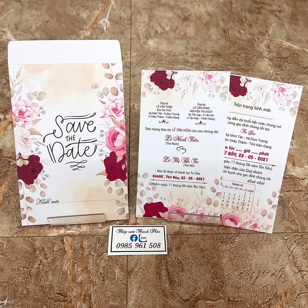 THIỆP CƯỚI MS2 PHONG BÌ HOA