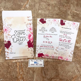 THIỆP CƯỚI MS2 PHONG BÌ HOA (gồm công in nội dung với ảnh hoàn thiện)