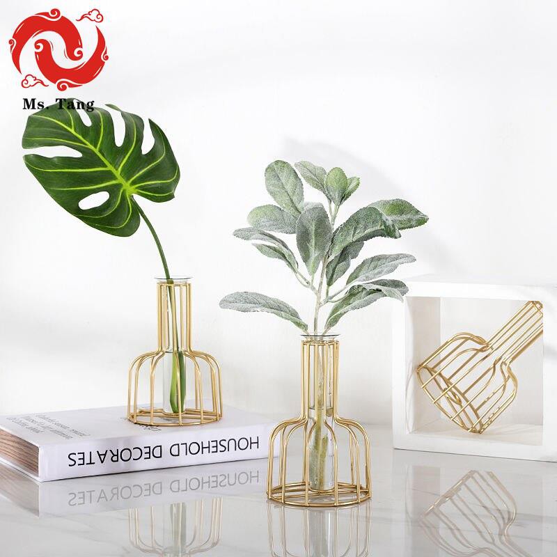 Đồ trang trí máy tính để bàn Hoa Khô cho phòng khách sáng tạo lọ thủy tinh trong suốt Ống nghiệm Bắc Âu kiểu ins