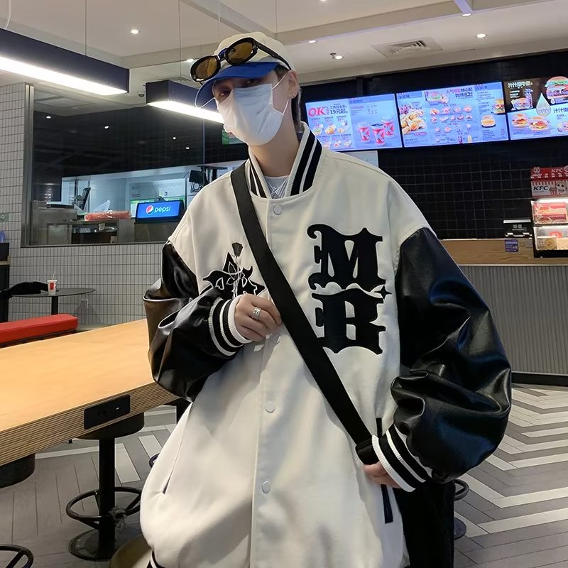 Áo Khoác Bóng Chày Thiết Kế Đơn Giản áo khoác bomber Thời Trang áo khoác bomber nỉ nam Phong Cách Hàn Quốc áo dài tay varsity jacket