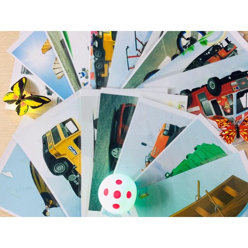 Thẻ học thông minh chủ đề phương tiện giao thông ép plastic đảm bảo bền đẹp