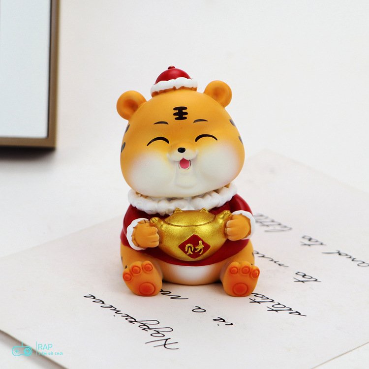 [ Big Size] Set 2 chú hổ mô hình: Thần Tài, Vượt Vũ Môn cao 10cm dùng làm quà tặng, trang trí góc làm việc nhà cửa  Ráp