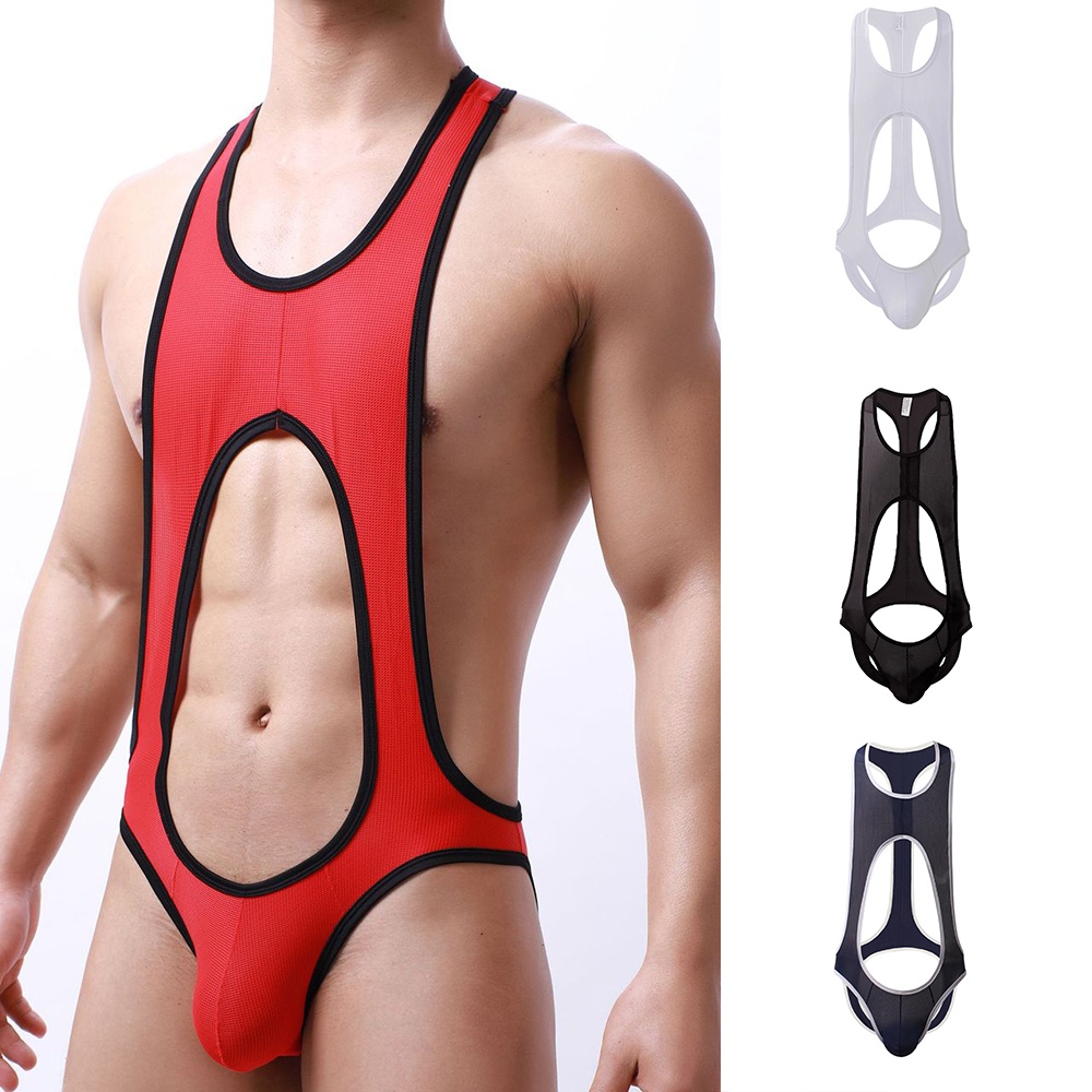 Sexy Men Jockstrap Boxer Leotard Underwear Wrestling Singlet Bodysuit Sportswear