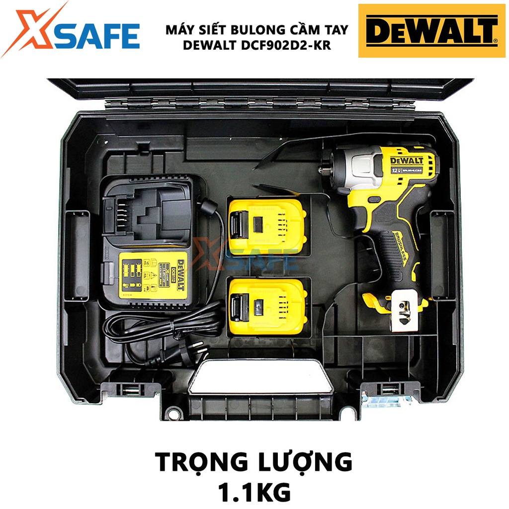 Máy siết bu lông cầm tay DEWALT DCF902D2-KR Máy vặn bulong dùng pin hiệu thế pin 12V, động cơ không chổi than