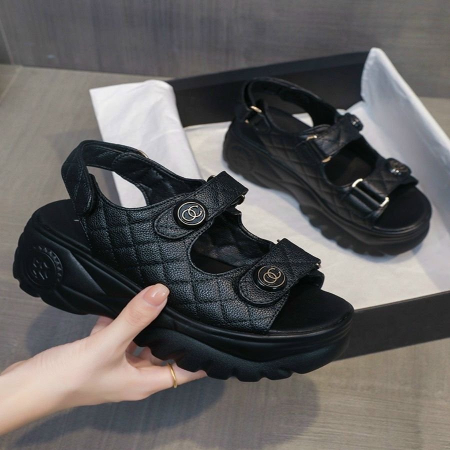 GIÀY SANDAL ĐẾ GỒ QUAI DÁN HÀNG XỊN FULLBOX,SANDAL ĐẾ CAO 7CM SIÊU XINH✨✨✨✨