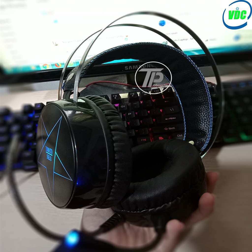 Tai Nghe Chụp Tai Gamming Tomato SK53 7.1 - Đèn led siêu sáng - Âm thanh cực căng - Bảo hành 12 tháng