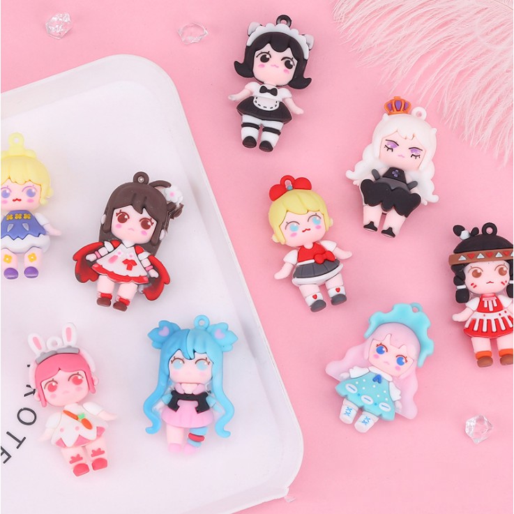 Các mẫu búp bê 6cm công chúa Anime mềm trang trí vỏ ốp điện thoại, dán Jibbitz, móc chìa khóa, DIY