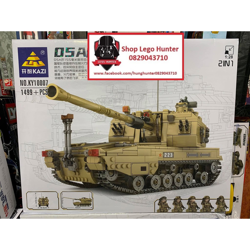 Kazi KY 10007 - 1:28 Type 05A Howitzer and PHZ10 Rocket Launcher Bộ đồ chơi xếp hình dạng Lego Army 2 in 1
