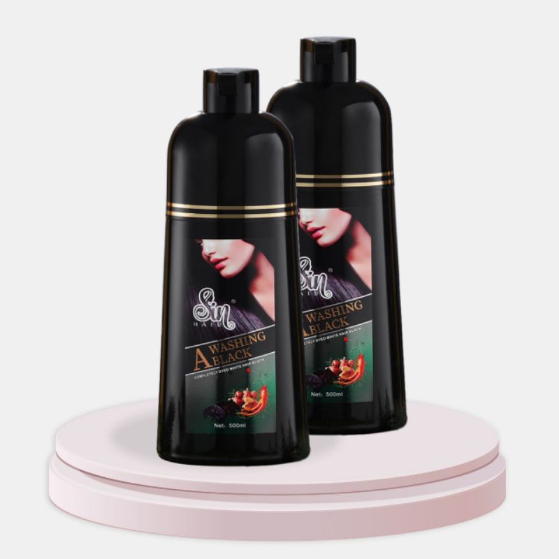 Combo 2 chai dầu gội phủ bạc màu đen Sin Hair, phủ đen ngay từ lần gội đầu tiên dung tích 500ml, an toàn cho da đầu