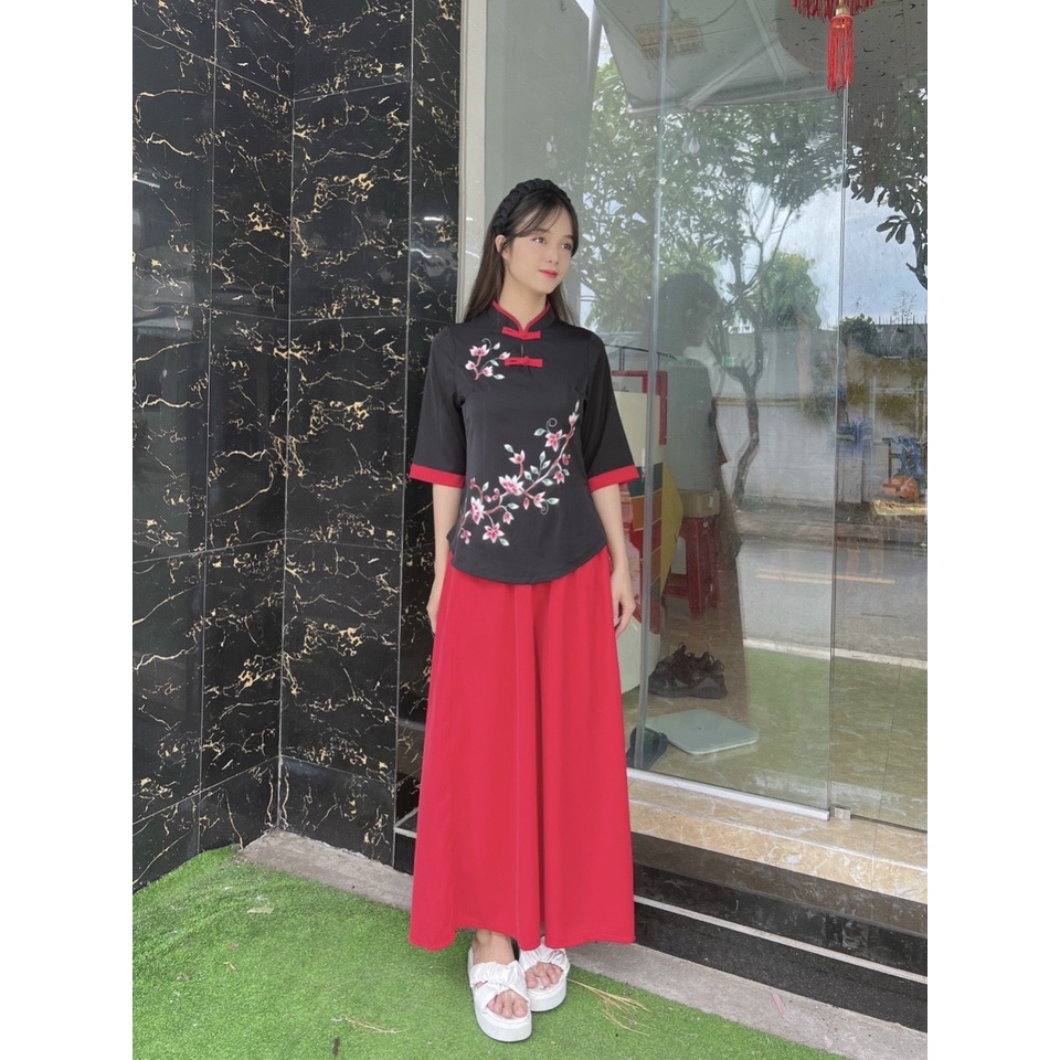 Đồ Lam Đi Chùa #Mẫu Sẫm Hạc# Quần Áo Nữ