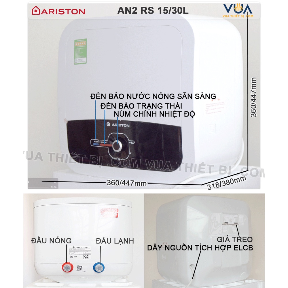 Ariston Andris2  RS 30 Lít – Bình Nóng Lạnh Gián Tiếp - 30RS