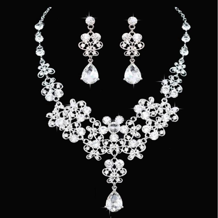 🔥Ready Stock 🔥Fashion Crystal Wedding Bridal Jewelry Sets Tiara Crown Earring Necklace