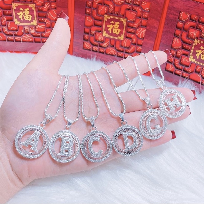Dây chuyền chữ cái Bạc S925 loại To dày - Dây chuyền nữ bạc S925 măyj chữ cái - Vàng bạc Khải Khải