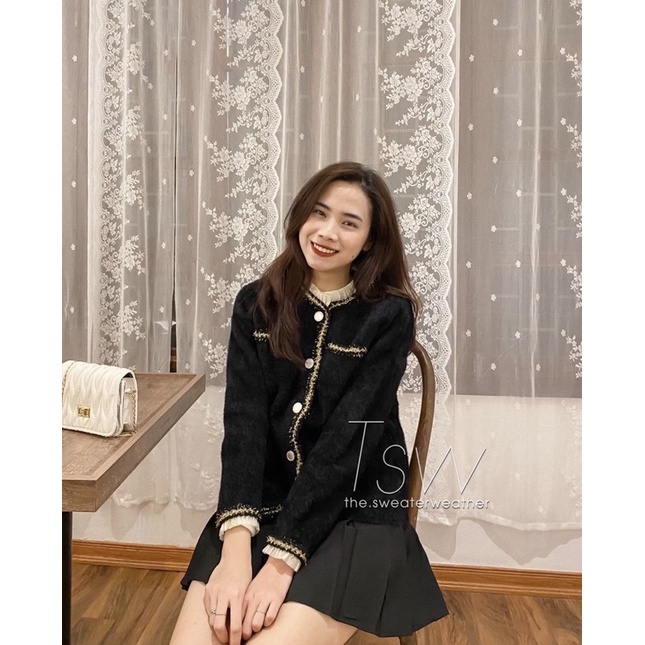 Thanh lý áo khoát lông thỏ của sweater weather màu đen