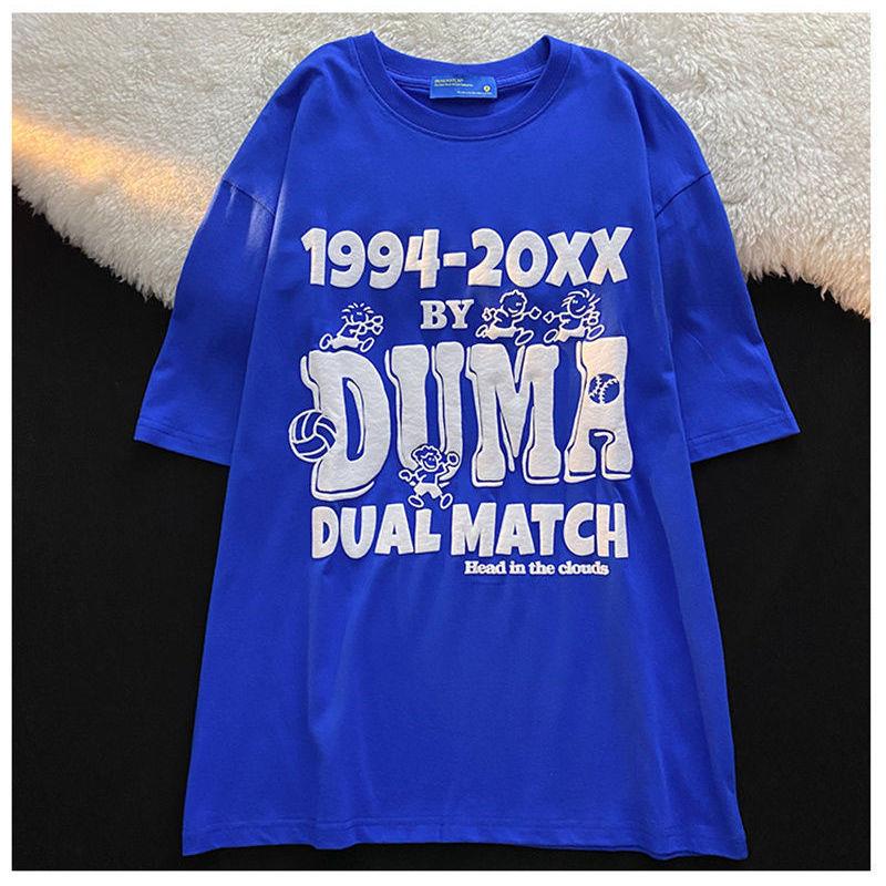 Áo Thun 100% Cotton Nguyên Chất Tay Ngắn Màu Đỏ Rượu Vang Phong Cách Đường Phố Mới Dành Cho Cặp Đôi