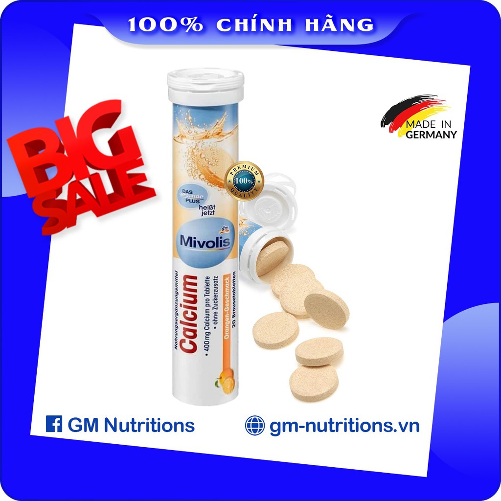 Viên sủi bổ sung canxi - Mivolis Calcium 20 Viên Nội Địa Đức