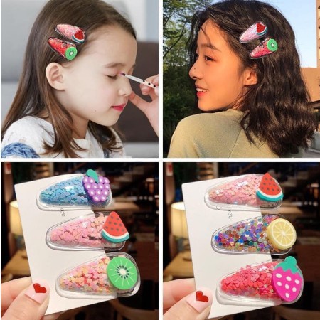 VỈ 5 KẸP TÓC HOA QUẢ CHO BÉ GÁI
