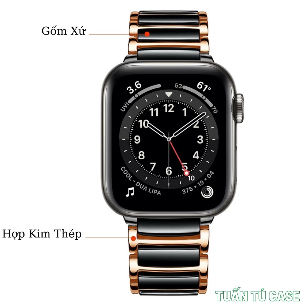 Dây đồng hồ Apple Watch chất liệu gốm và thép không gỉ series 6/5/4/3/2/1 38mm/ 40mm / 42mm/ 44mm