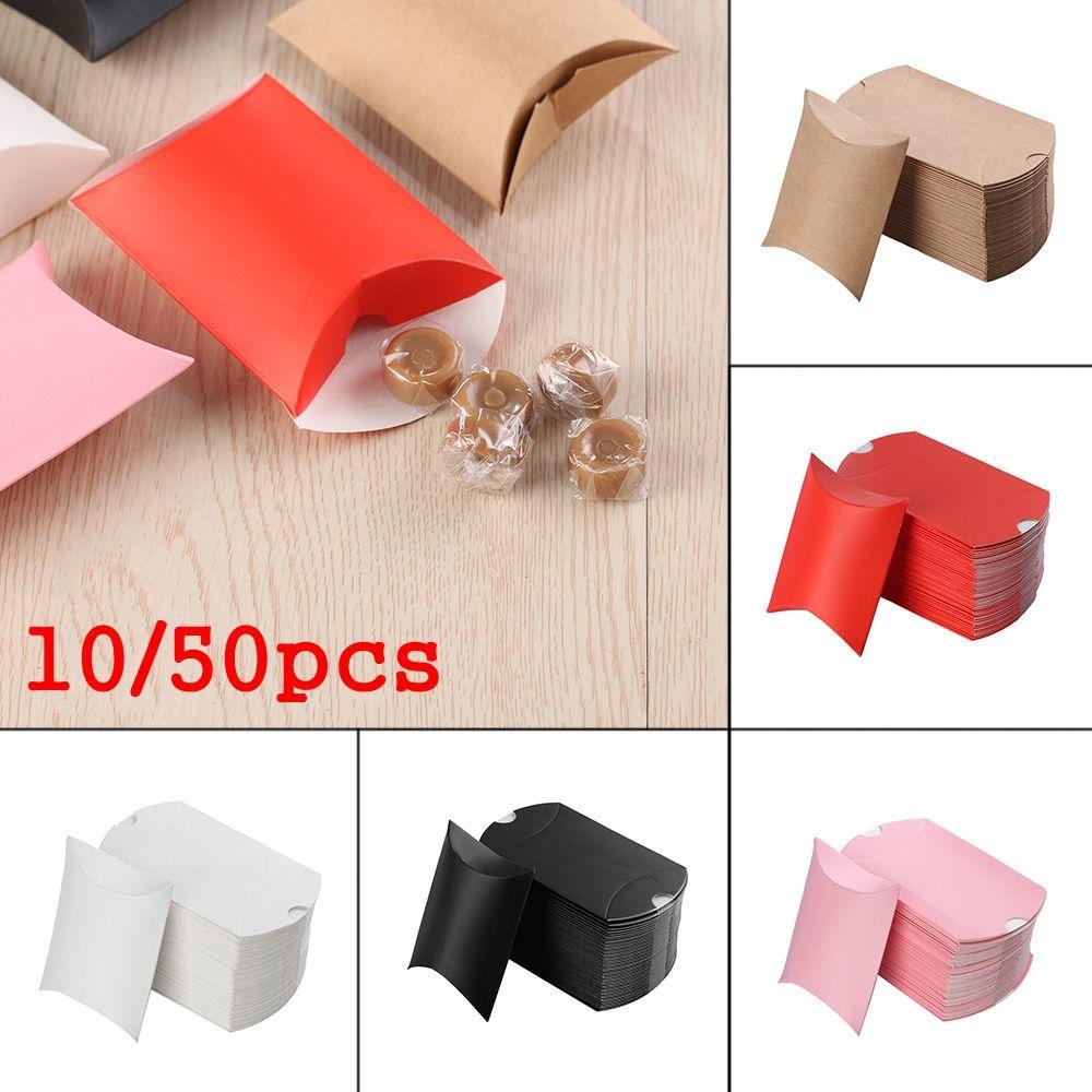 LEISURE Set 10 / 50 Hộp Giấy Đựng Kẹo Hình Gối Dễ Thương