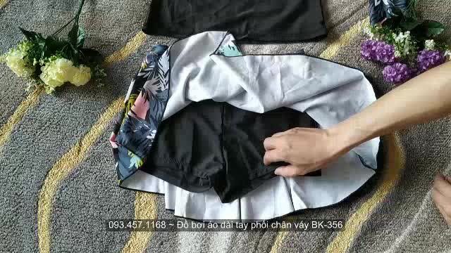 Đồ bơi nữ áo dài tay phối chân váy có quần short BK-356i | BigBuy360 - bigbuy360.vn
