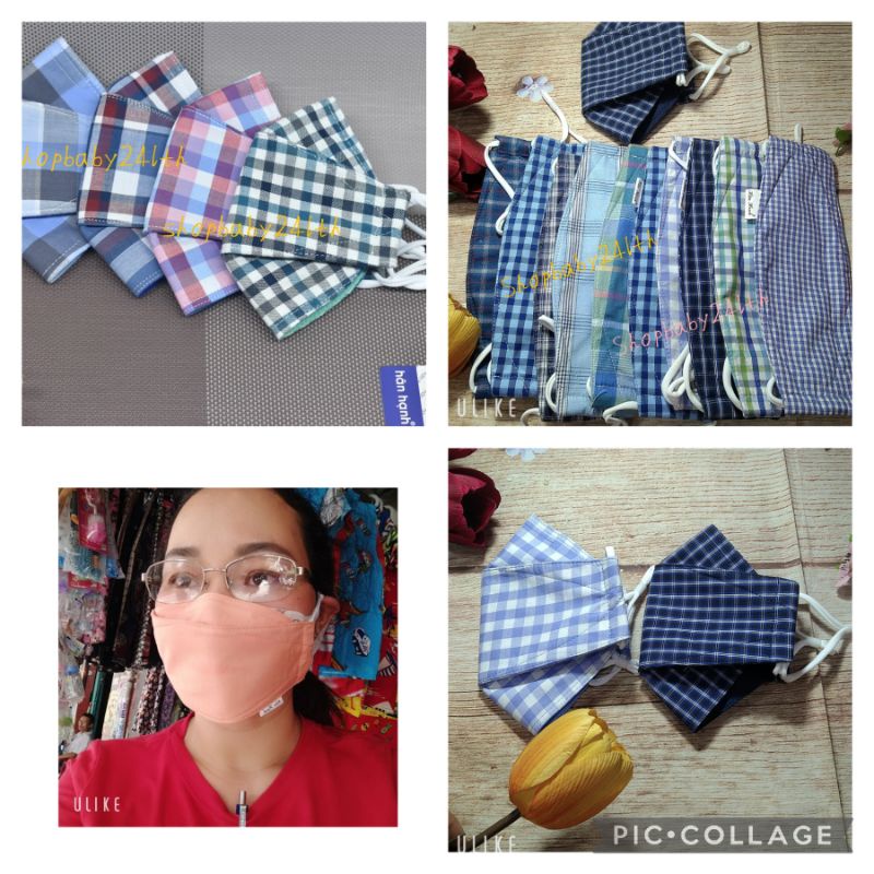 Khẩu trang vải 2 lớp cao cấp, khẩu trang cá cotton sọc, thoáng khí,thấm hút mồ hôi,chống nắng tốt,ảnh thật sự
