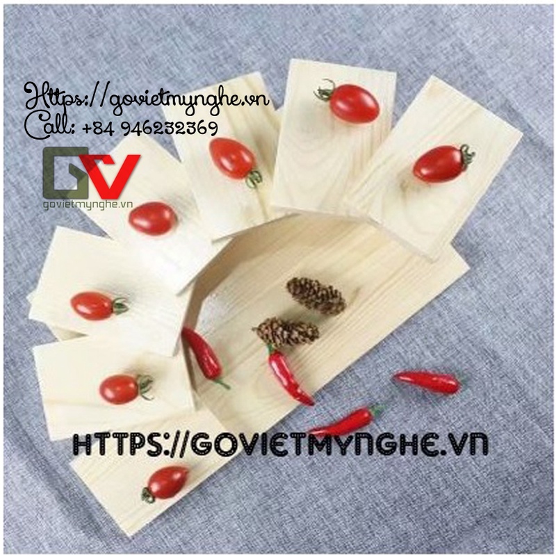 Khay gỗ trưng bày sushi theo phong cách Nhật bản hình bậc thang dạng 7 tầng - Gỗ thông tự nhiên