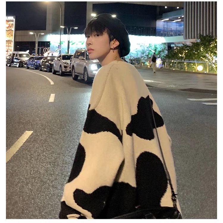 Áo Sweater Dệt Kim Dáng Rộng Thêu Họa Tiết Phong Cách Hàn Quốc Thời Trang Xuân Thu Mới Cho Nam