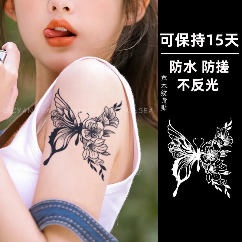 Hình Xăm Dán Họa Tiết Bươm Bướm Và Hoa Cỡ Lớn Chống Thấm Nước Lâu Trôi Cho Nữ