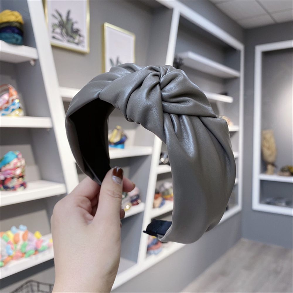 Băng đô cài tóc bằng da PU kiểu thắt nút thủ công sành điệu cho nữ