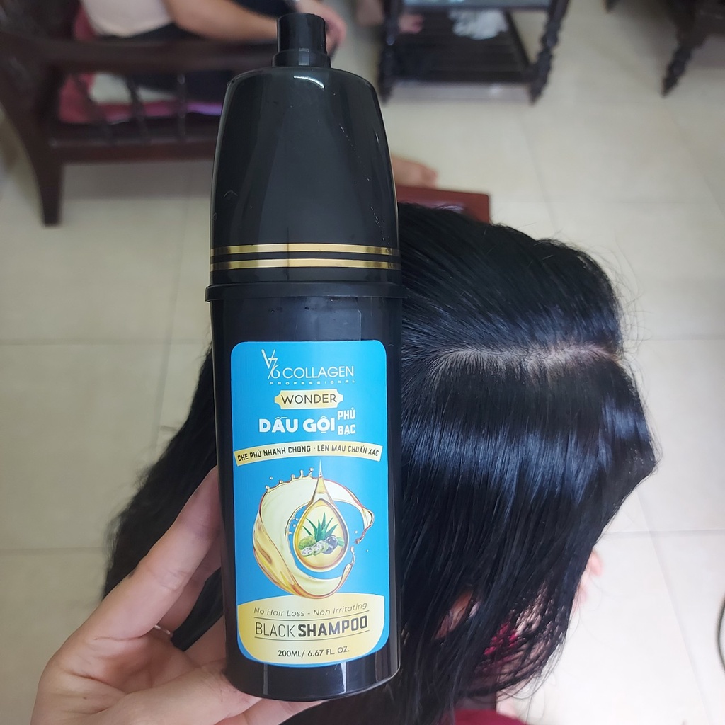 Dầu gội phủ bạc nhân sâm tự nhiên chính hãng V76, Gội đen tóc chỉ sau 15p - Chai 200ml