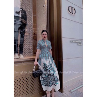 Đầm maxi họa tiết dáng xòe tay con!