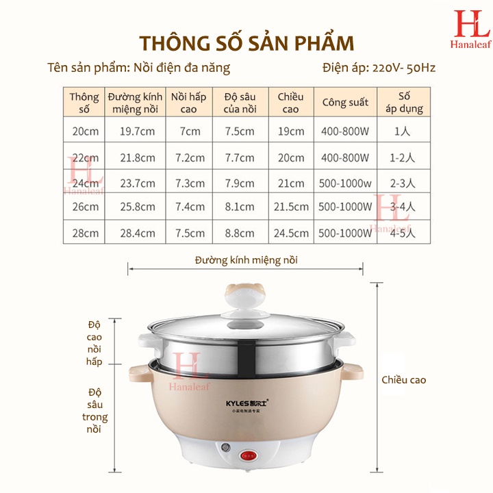 [GIA DỤNG THÔNG MINH] Nồi đa dụng kèm xửng hấp, nồi lẩu đa năng mini tiện dụng chế biến đa dạng xào, nướng, lẩu, hấp