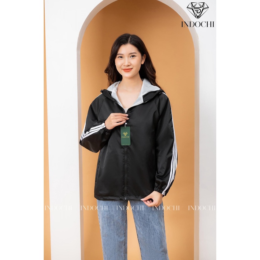 Áo Khoác Gió Nữ 2 Lớp Viền Tay Cá Tính Dày Dặn