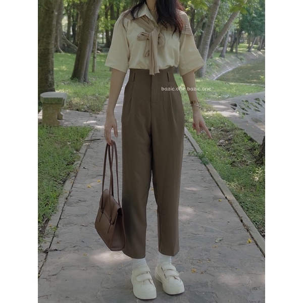 Quần baggy vải Quảng Châu nhiều màu 02 (tặng kèm đai) Bazic one