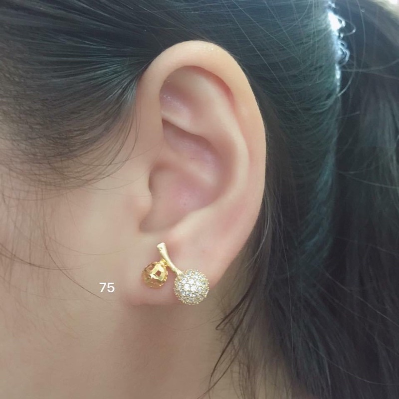 bông tai nữ mạ vàng quả cherry siêu xinh