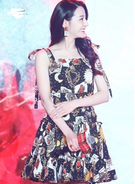 Đầm dây xoè bo eo họa tiết qccc