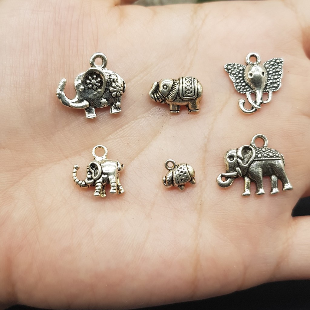 Charm hình Con Voi dạng nối, dạng treo phối vòng - mỹ ký (tỉ lệ bạc 5%)