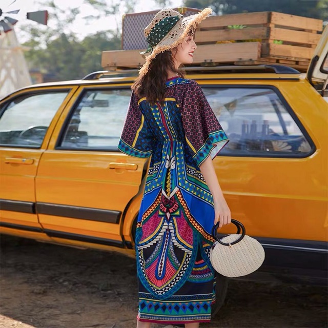 Váy bohemian hoạ tiết hình học