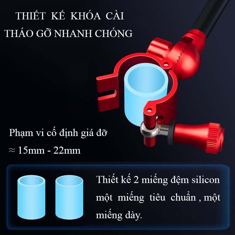 Ngoe chống cần câu đài cao cấp Hợp kim, thu gọn dễ dàng, độ bền cao, xoay 90 độ