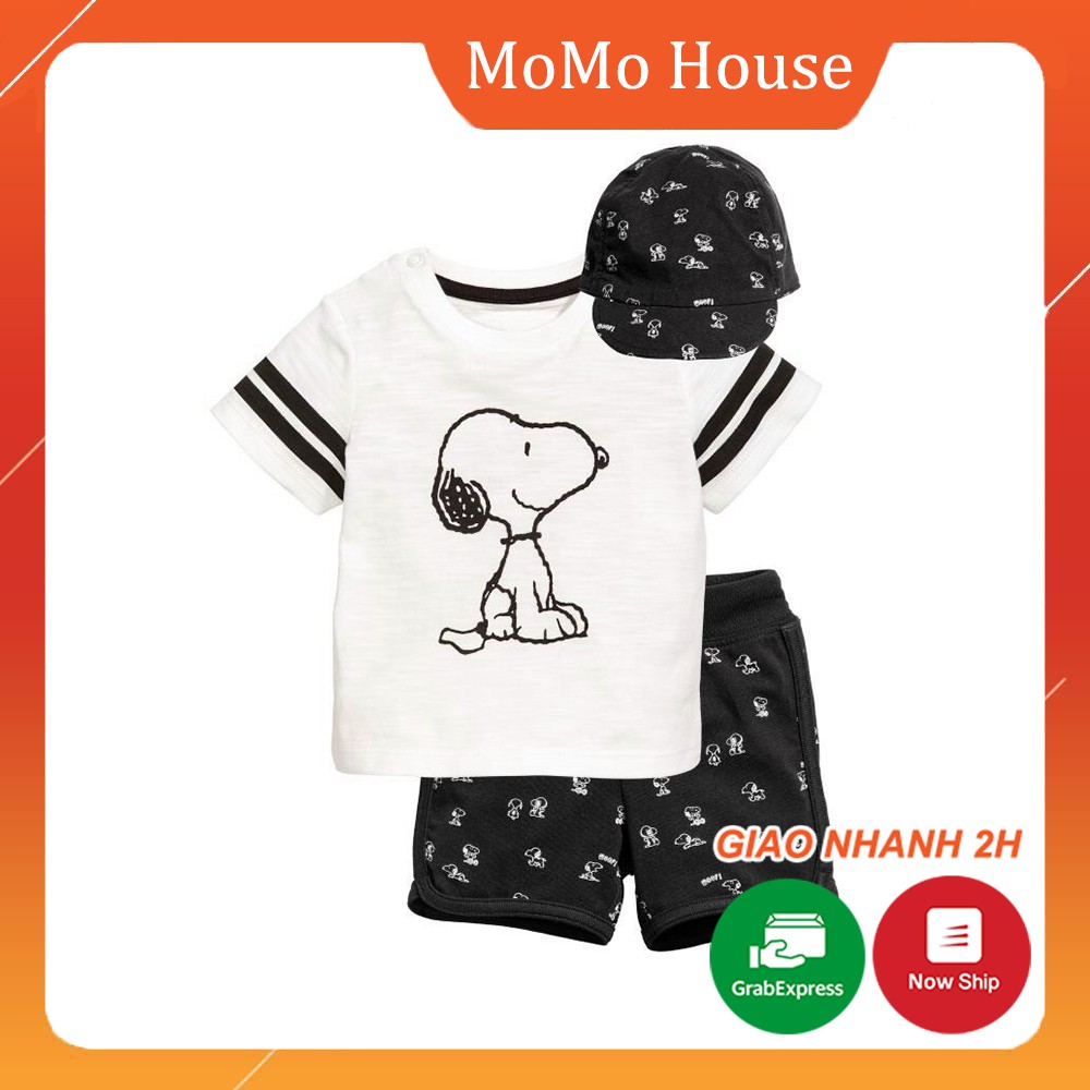 [FS + Hoàn 25% Xu] Bộ Cộc Tay Cho Bé Kèm Mũ Cún Snoopy