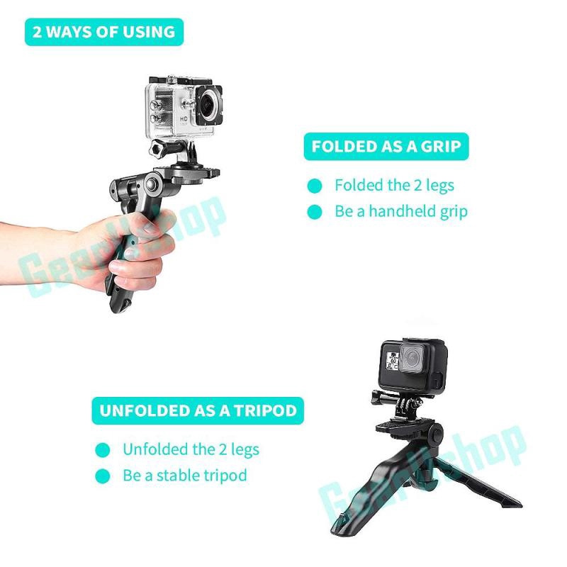 GIÁ SỈ   Tay cầm kiêm gậy selfie tripod 2 trong 1 cho điện thoại +kẹp 360 / camera GoPro Hero 7 6 5 DJI OSMO