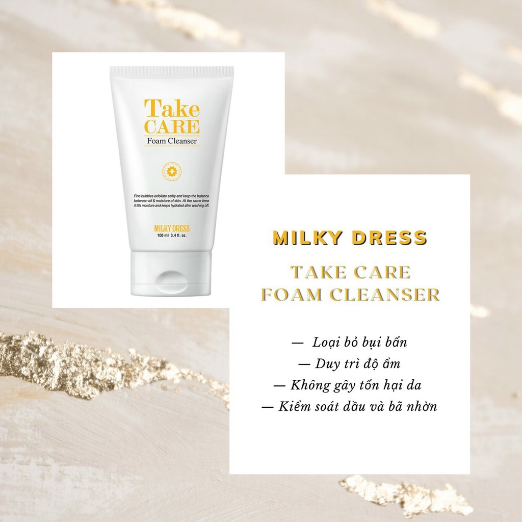Sữa rửa mặt cho da dầu và mụn Milky Dress Take Care Foam Cleanser (100ml)