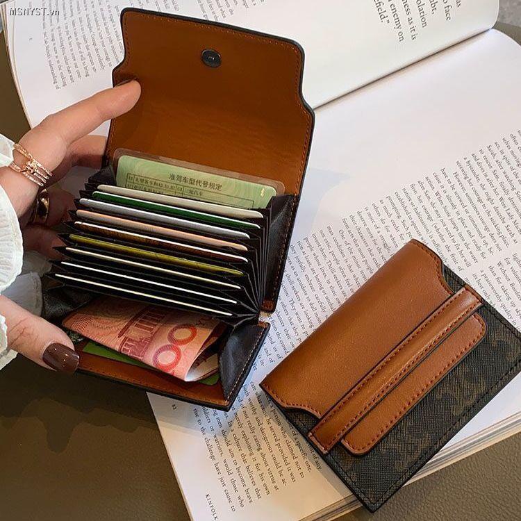 Ví đựng thẻ nhiều ngăn siêu mỏng có khóa chống từ tính thời trang cao cấp 2021 cho nữ