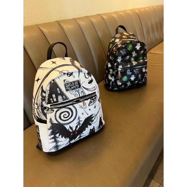 TNS-Balo mini form vuông hottrend xuất Âu hoạ tiết graffiti siêu cá tính-chất da cao cấp-màu đen và trắng classic