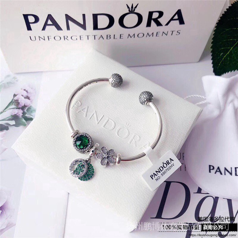 Vòng Tay Pandora Bạc 925 Mặt Cỏ Bốn Lá Mở Xinh Xắn Thời Trang Cho Nữ AS3