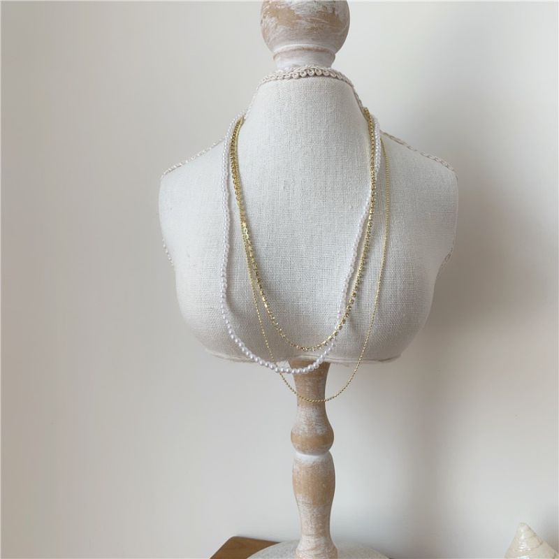 Choker vintage 3 line phá cách phối đá và hạt bi mã GX-8801