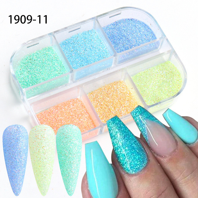 (Hàng Mới Về) Set 6 Hộp Bột Kim Tuyến Lấp Lánh Nhiều Màu Sắc Trang Trí Móng Nghệ Thuật