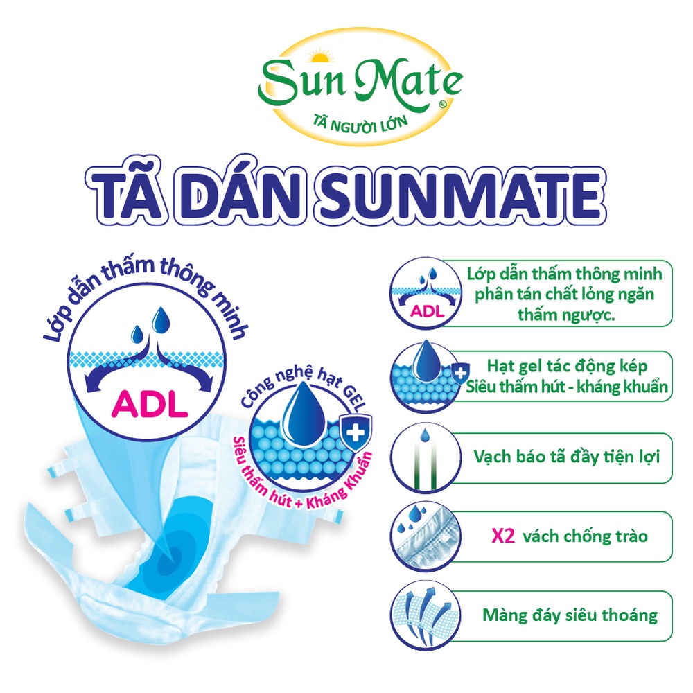 Combo 03 tã dán người lớn SunMate size M10