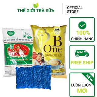 Set combo 3 món nguyên liệu pha trà sữa Thái xanh bột sữa béo B one và Trân châu - nguyên liệu pha trà sữa