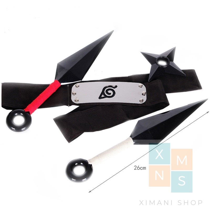 Mô Hình Naruto Combo Kunai Shuriken Băng Trán Làng Lá Đồ Chơi Cosplay Kunai Chiều Dài 27cm